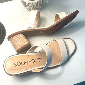 NWOT Sole Society Lunespa Jute Wrapped Sandals block heels cream color size 9M